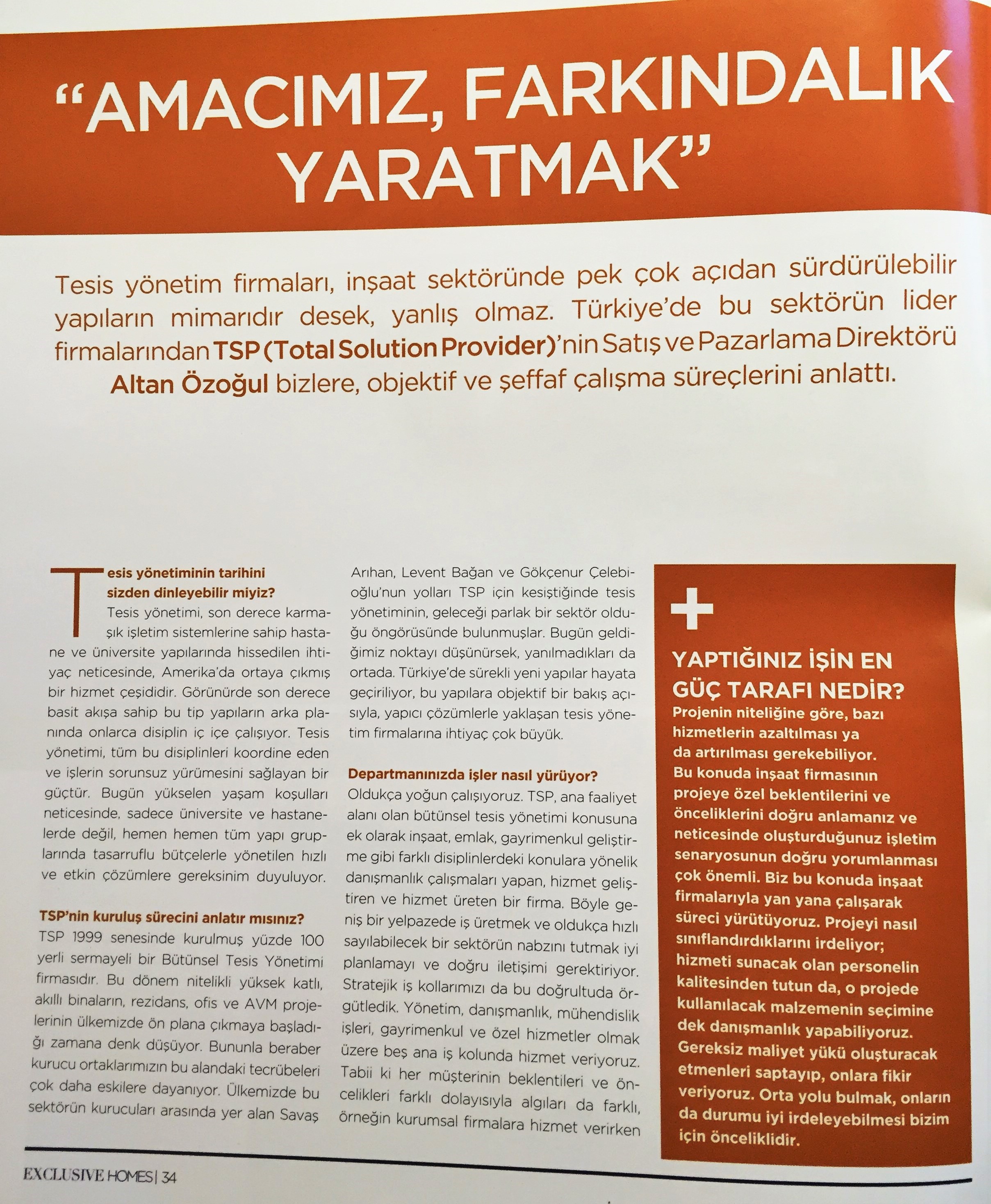 AMACIMIZ FARKINDALIK YARATMAK — Exclusive Homes basın görseli