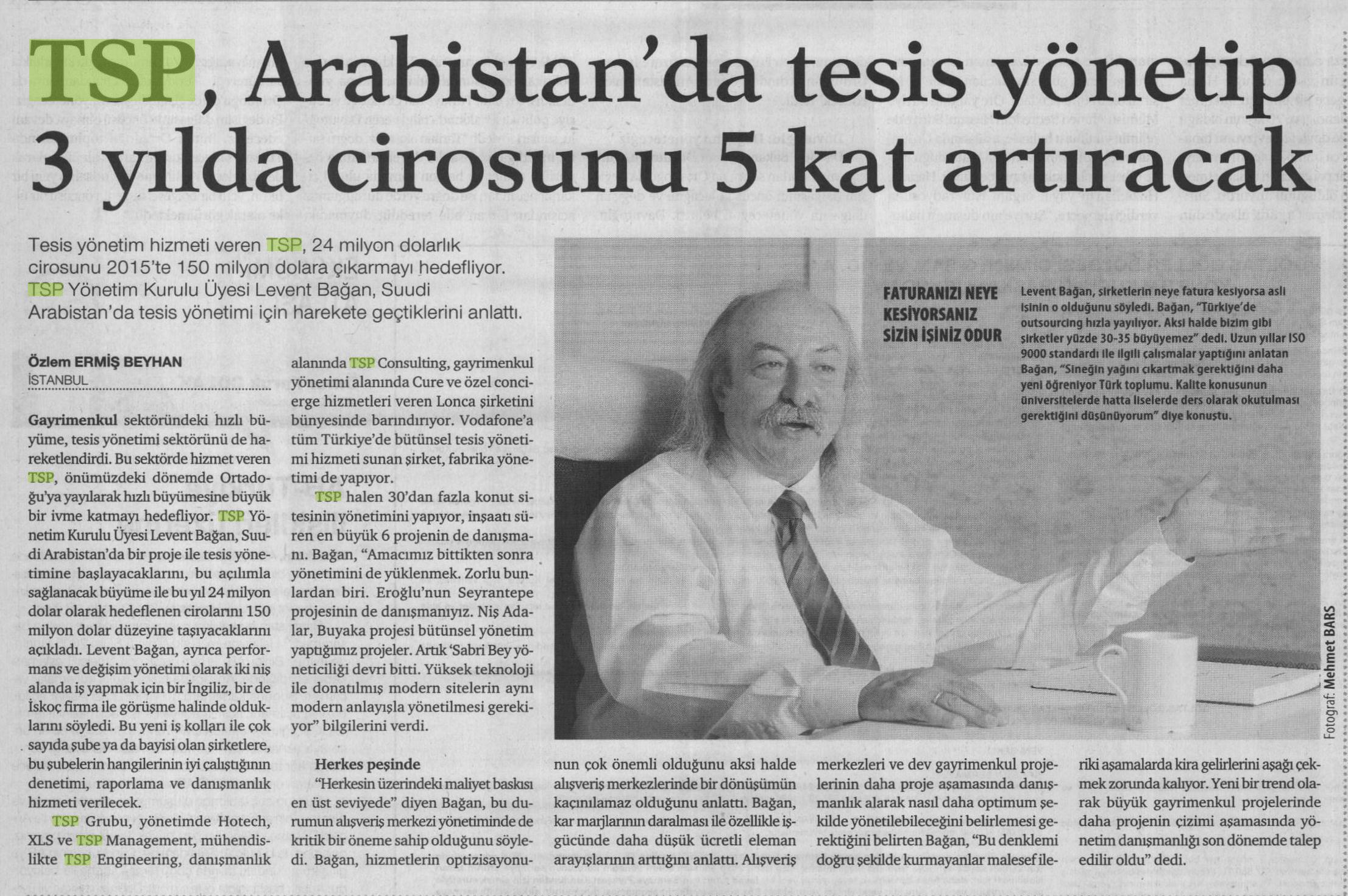 TSP, Arabistanda tesis yönetip 3 yılda cirosunu 5 kat artıracak — Dünya Gazetesi basın görseli