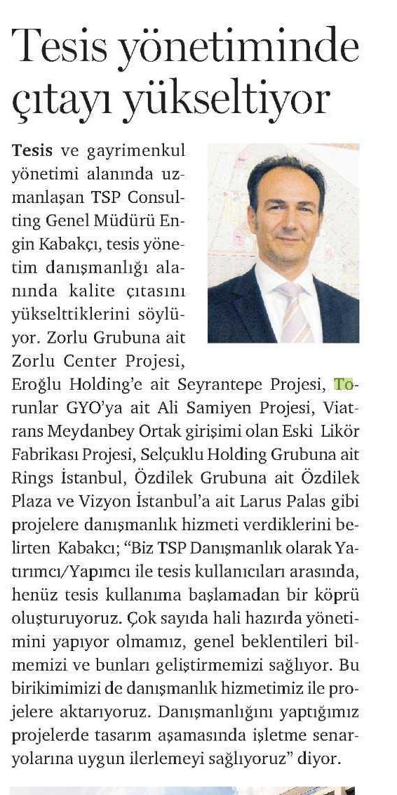 TSP, Tesis Yönetiminde Çıtayı Yükseltiyor — Dünya Gazetesi basın görseli